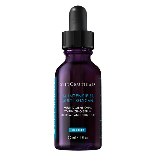 Dark purple dropper bottle of SkinCeuticals HA Intensifier serum