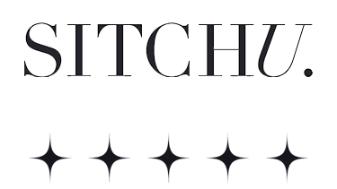 The brand logo for SITCHU for All Saint Clinic's Testimonial feature. features the wordmark in black serif type with a period, followed by five black four-pointed stars on a solid white background.